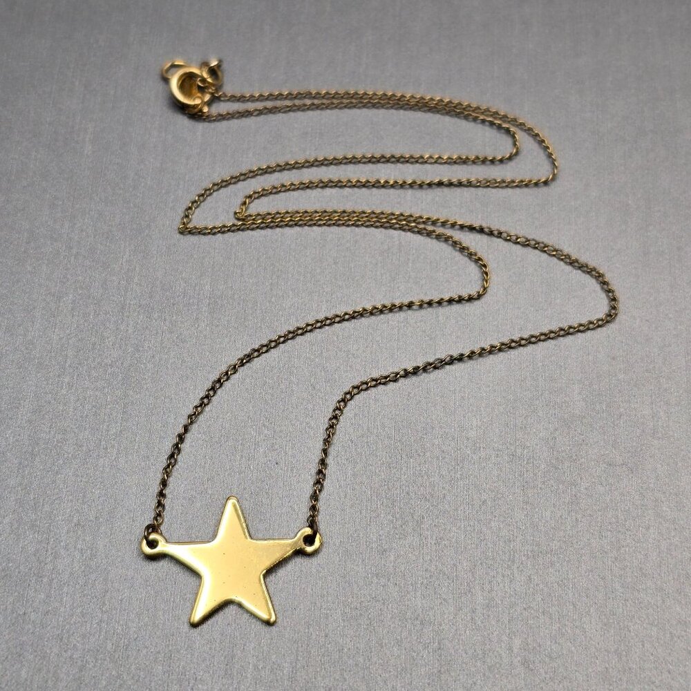 VTG Carla 14K Gold Filled Star Pendant Choker Necklace 15" Minimalist Celestial - Picture 13 of 16